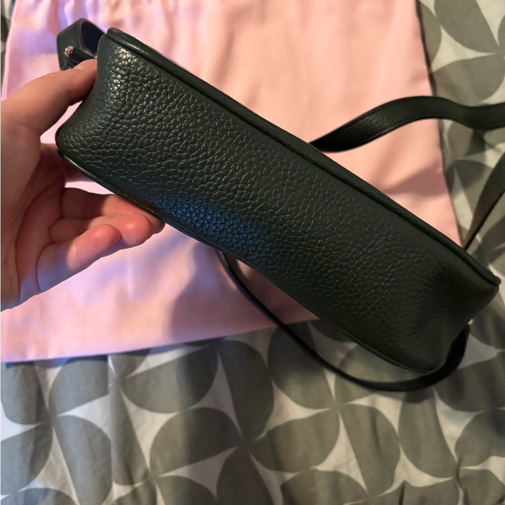 Kate Spade Polly Medium Forest Green Crossbody Bag with Pebbled Leather - Picture 6 of 7